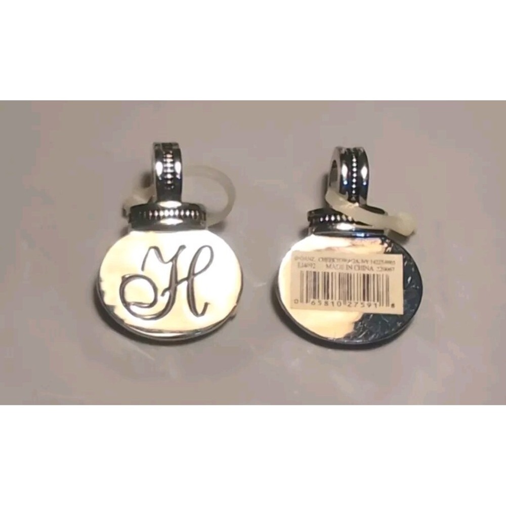 NEW GANZ LETTER (H) INITIAL SLIDE, FOR  F/M NECKLACE / SILVER TONE, OVAL SHAPE!